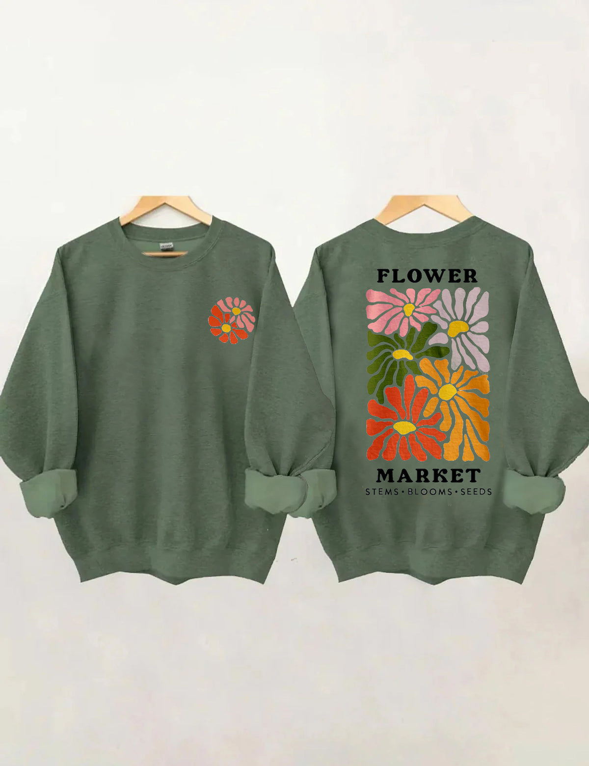 Flower Market Sweatshirt mit Bohemian-Wildblumen-Print