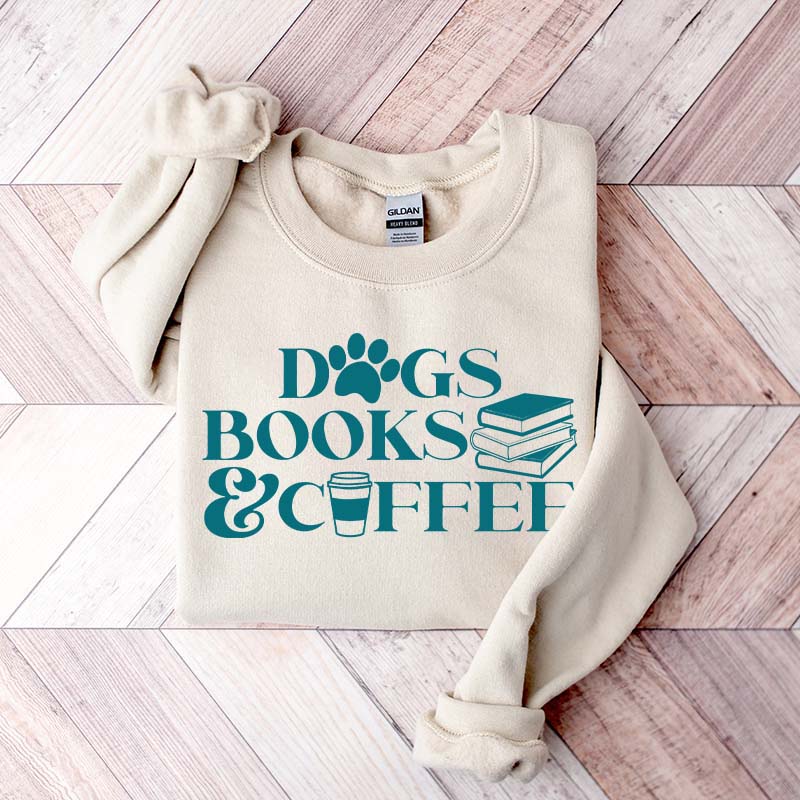 Funny Dogs Books Coffee Sweatshirt