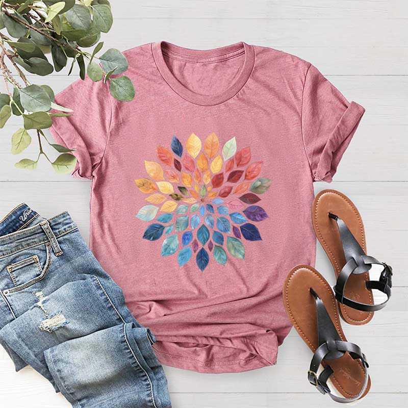 Floral Mandala Yoga Leaves T-Shirt