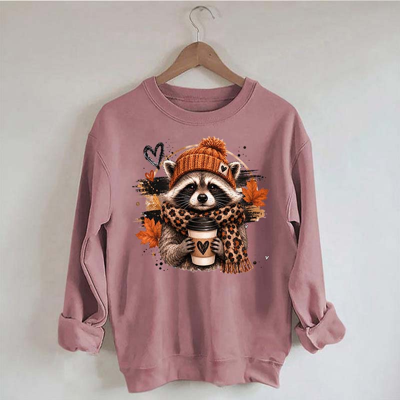 Autumn Coffee Lover Raccoon Sweatshirt