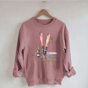 Apres Ski Champagner Skifahrer Sweatshirt
