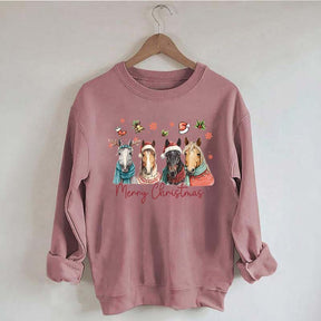 Festive Horse Quartet Christmas Sweatshirt