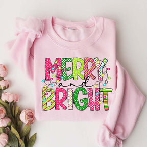Merry and Bright Cute Family Christmas Sweatshirt