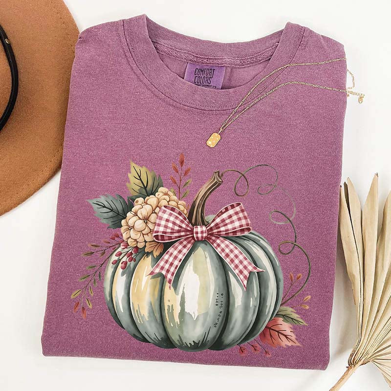 Watercolor Pumpkin Womens Halloween T-Shirt