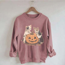 Vintage 90s Cat Halloween Pumpkin Sweatshirt