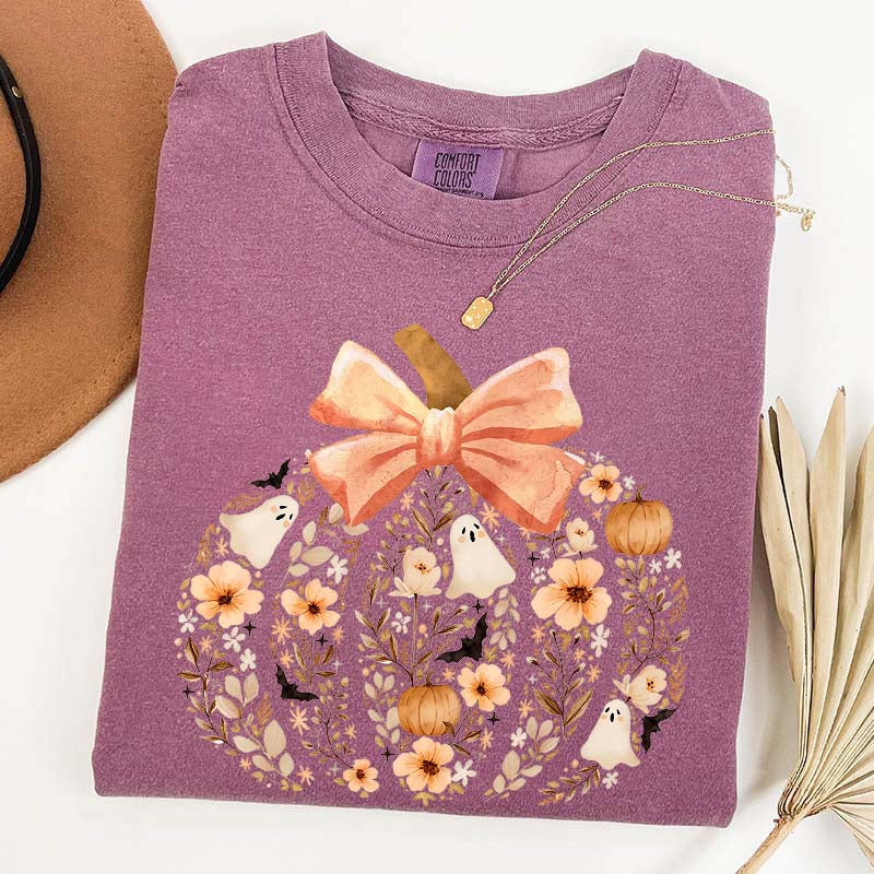 Vintage Floral Pumpkin Cute Halloween T-Shirt
