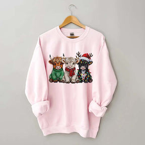 Rustic Highland Cows Christmas Sweatshirt