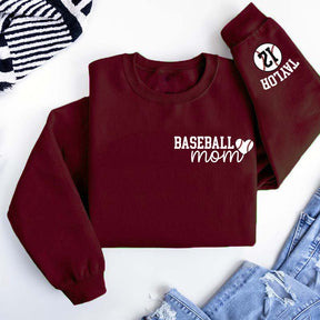 Personalize Baseball Mom Kids Name On Sleeve Sweatshirt