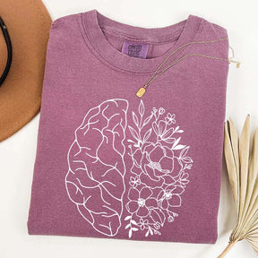 Mental Health Floral Brain Anatomy T-Shirt