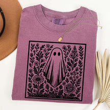 Vintage Wildflowers Graphic With Ghost T-Shirt