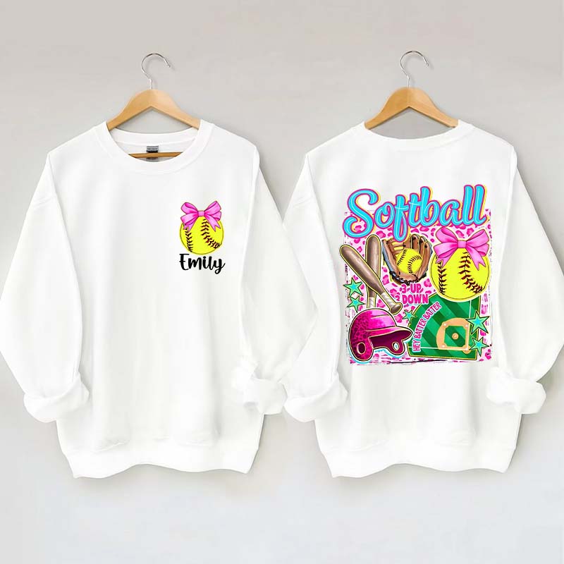 Personalized Softball Coquette Sweatshirt
