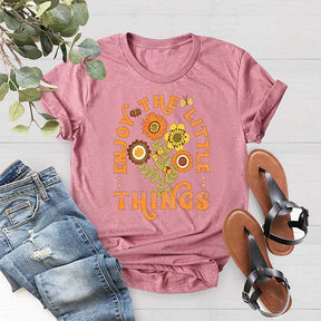 Enjoy The Little Things Orange Flower T-Shirt
