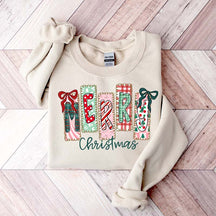Coquette Merry Christmas Preppy Bow Retro Sweatshirt