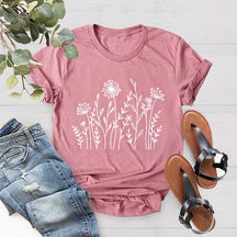 Minimalist Wild Flowers Graphic T-Shirt