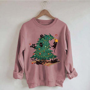 Christmas Tree And Cat Owner Sweatshirt