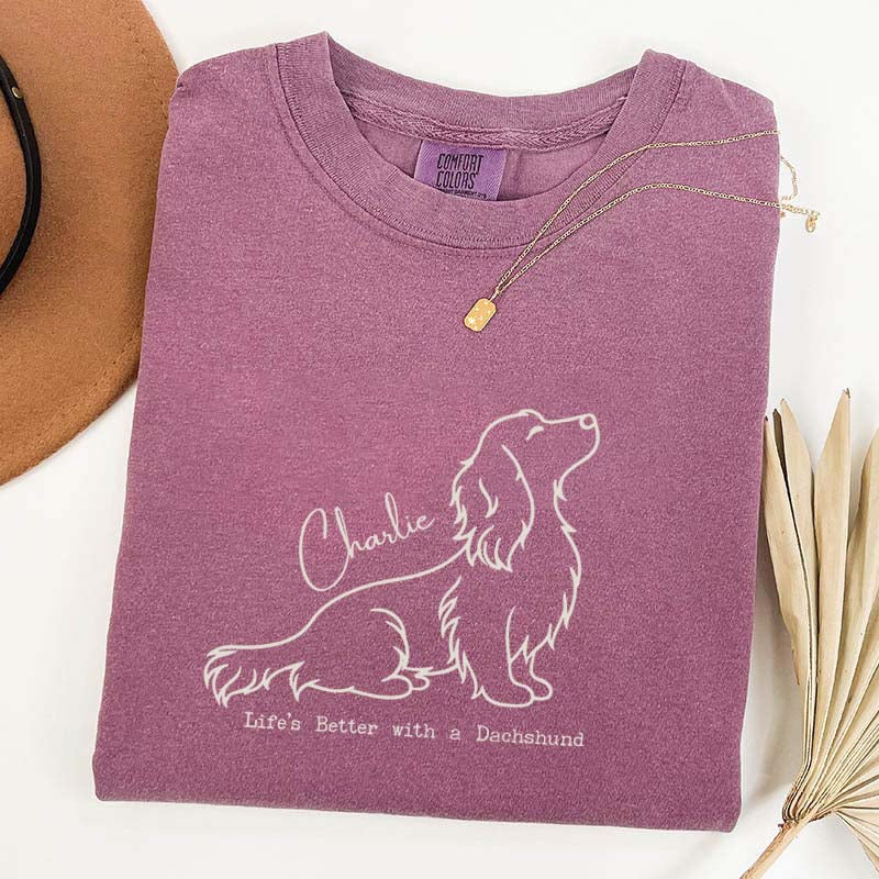 Custom Name Long Hair Dachshund T-Shirt