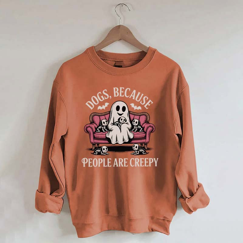 Retro Dogs Because People are Creepy Halloween Sweatshirt