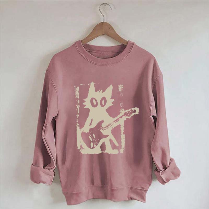 Rock Star Cat Electric Guitar Kitty Sweatshirt