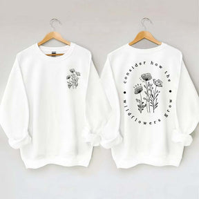 Cute Wildflower Religous Luke 12:27 Bible Verse Sweatshirt