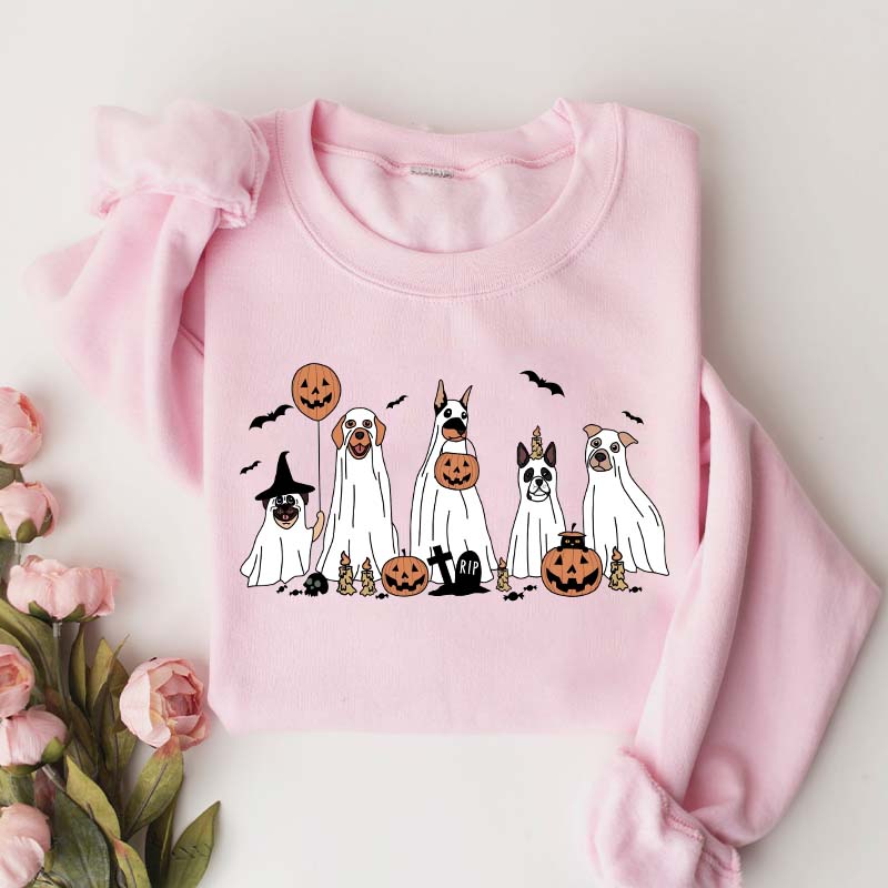 Retro Spooky Season Dog Ghost Sweatshirt