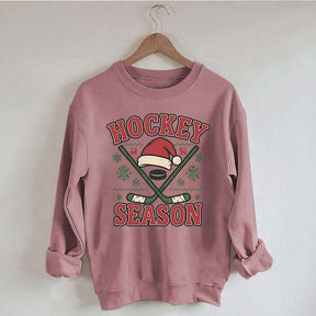 Christmas Hockey Santa Hat Sweatshirt
