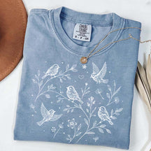 Boho Botanical Birds Sparrow T-Shirt
