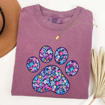 Comfort Colors Floral Paw Print T-Shirt