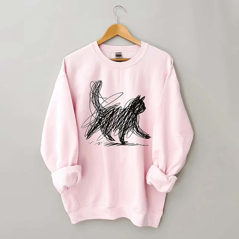 Abstract Scribble Cat Sweatshirt