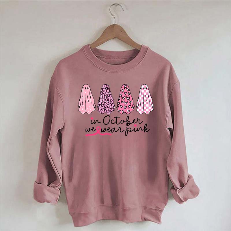In October We Wear Pink Ghost Cancer Fighter Sweatshirt