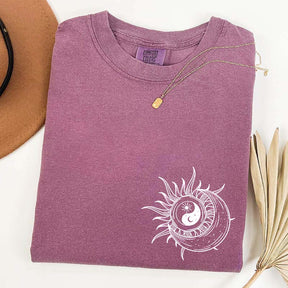 Boho Mystical Moon And Sun Yin Yang T-Shirt