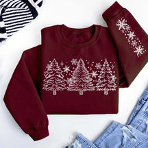 Christmas Snow Trees With Sleeve Sweatshirt