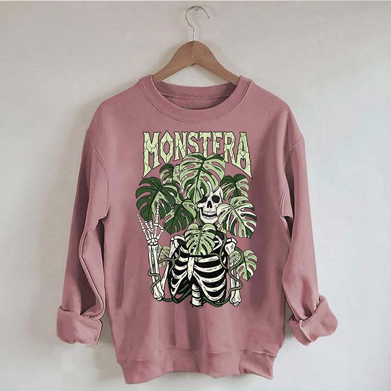 Monstera Skeleton Plant Halloween Sweatshirt