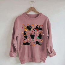 Thanksgiving Retro Black Cat Fall Sweatshirt