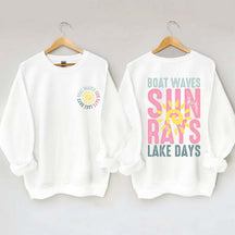 Boat Waves Sun Rays Lake Days Sweatshirt