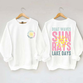 Boat Waves Sun Rays Lake Days Sweatshirt