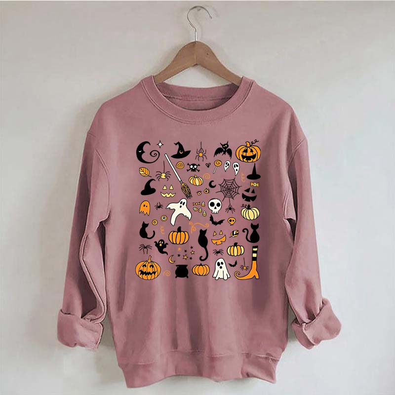 Halloween Doodles Little Things Witch Pumpkin Sweatshirt