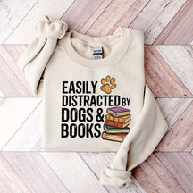 Retro Easily Distracted by Dogs and Books Sweatshirt