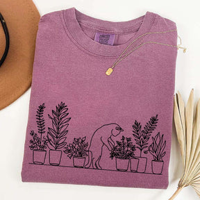 Cats and Plants Line T-Shirt