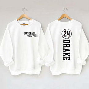 Custom Baseball Name And Number Mom Sweatshirt