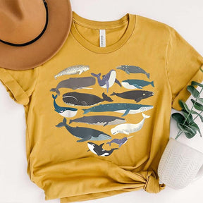 Whale Heart Graphic Ocean Lover T-Shirt