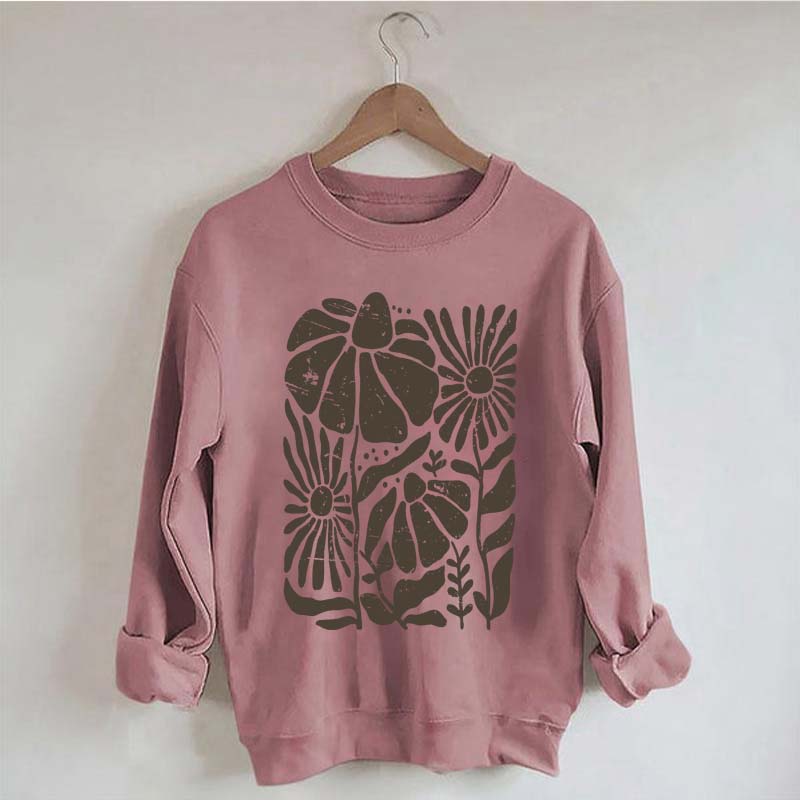 Boho Wildflowers Distressed Flowers Sweatshirt