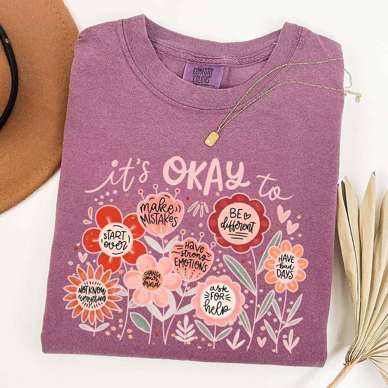 It's Okay Floral Mental Health T-Shirt