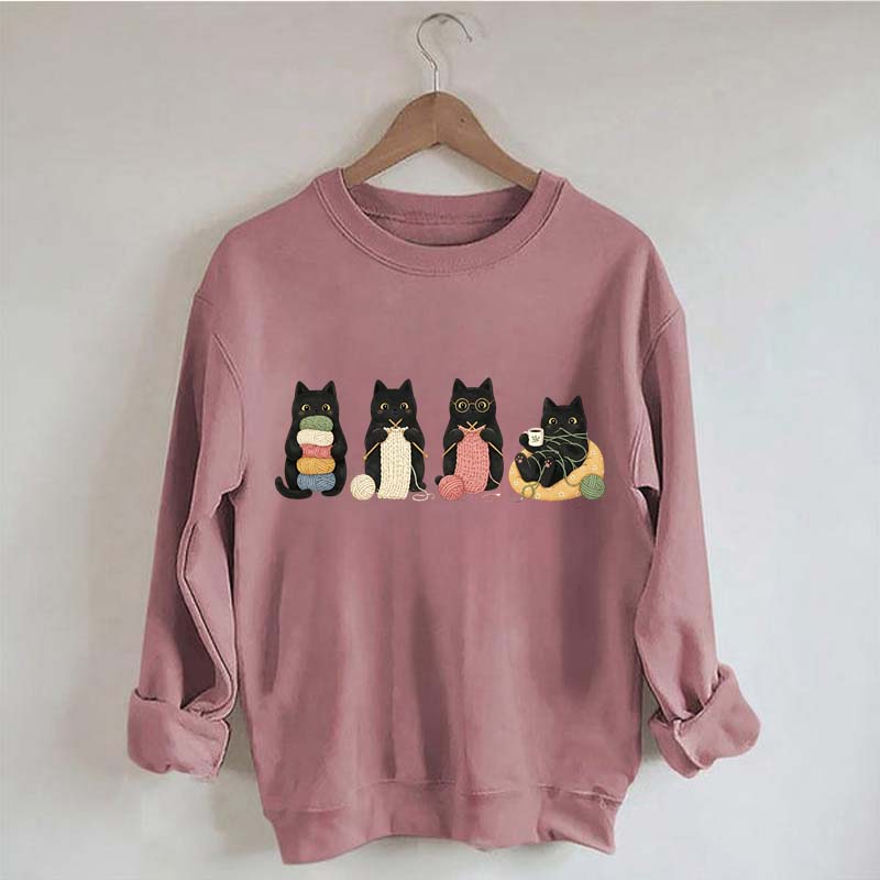 Black Cats Knitting Funny Sweatshirt