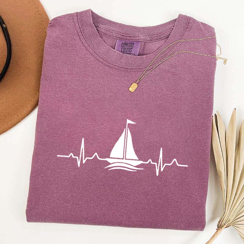 Sailing Heartbeat Boating Captain T-Shirt