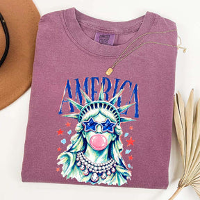 America Statue of Liberty Blowing Bubble Gum T-Shirt