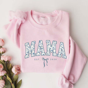 Custom Mama Retro Blue Toile Floral Sweatshirt