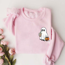 Cute Ghost Drinking Iced Coffee Sweatshirt