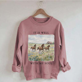 It Is Well With My Soul Horses Floral Sweatshirt