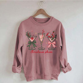 Christmas Please Martini Coquette Holiday Sweatshirt