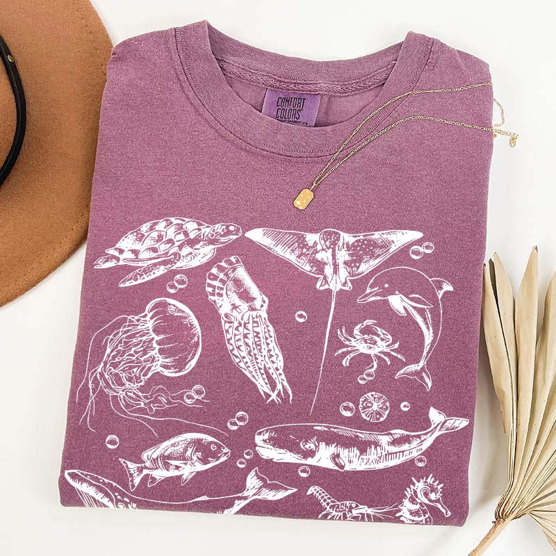 Sea Animals 90s Vintage Style T-Shirt